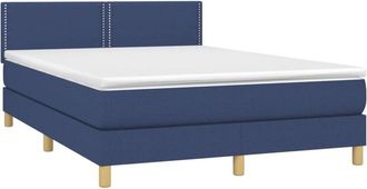 vidaXL Vidaxl - Cama Box Spring Con Colch&oacute;n Y Led Tela Azul 140x200 Cm