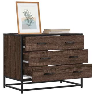 Berkfield Home Drawer Cabinet Brown Oak 70x41x56 cm Engineered Wood | Size: 70 x 41 x 56 cm