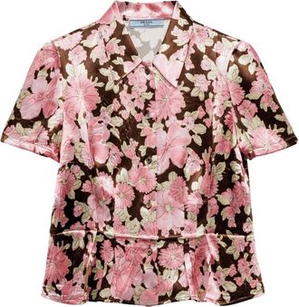 Prada Camicia in raso a fiori - Marrone