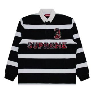 SUPREME Stripe Rugby FW25 Black FW25KN10-BLACK