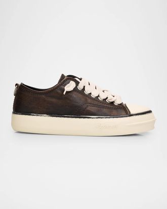 Represent Men & apos;s Cap-Toe Distressed Leather Low-Top Sneakers