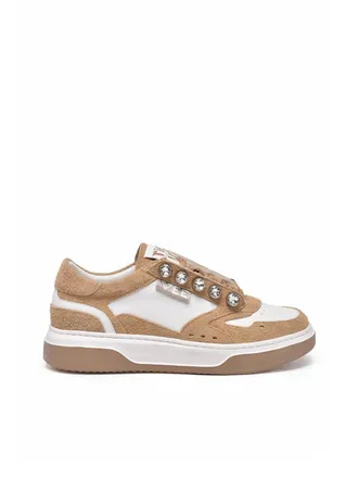 Emanuelle Vee Emanuelle Vee Suede Jewel Sneakers - White/Beige
