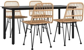 vidaXL 5 Piece Garden Dining Set Poly Rattan Vidaxl
