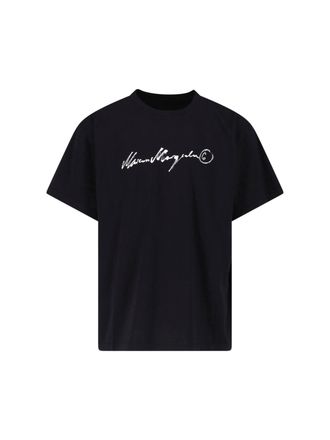 Maison Margiela Black Cotton Ribbed Crewneck T-Shirt