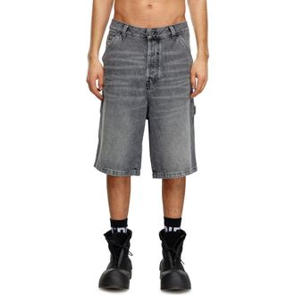 Diesel D-Livery Relaxed Fit Denim Shorts in Black/Denim at Nordstrom, Size 32