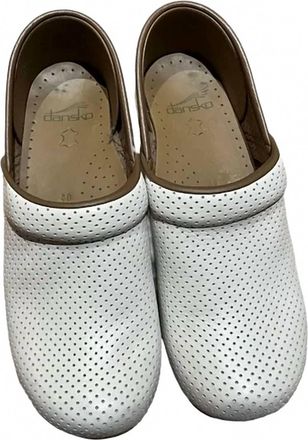 Dansko Womens Perforated Pro Full Grain Clog In Ivory