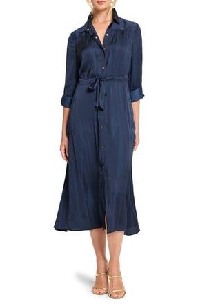 Nic+Zoe Julie Crinkle Satin Midi Dress in Dark Indigo at Nordstrom Rack, Size Medium
