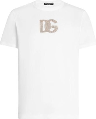 Dolce & Gabbana Embroidery Logo T-Shirt - Heren - T-shirts - Wit - L - Katoen - Tops