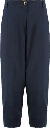 Pinko Wool-Blend Broeken - Dames - Wijde Broeken - Blauw - M - Wol - Broeken