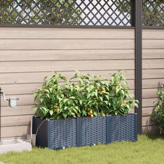 Berkfield Home Garden Planters with Water Irrigation System 3 pcs Grey