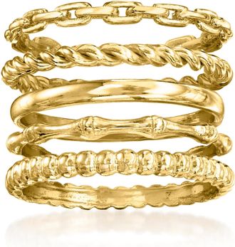 Ross-Simons 18kt Gold Over Sterling Jewelry Set: 5 Stackable Rings
