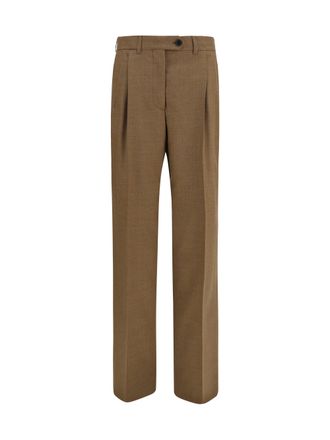 Prada Womens Tailored Wool Trousers Tobacco Merino