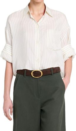 TWP Next Ex Striped Viscose & Silk Shirt in Ivory/blue at Nordstrom, Size X-Small/small