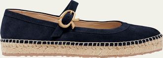 Gianvito Rossi Suede Mary Jane Ballerina Espadrilles