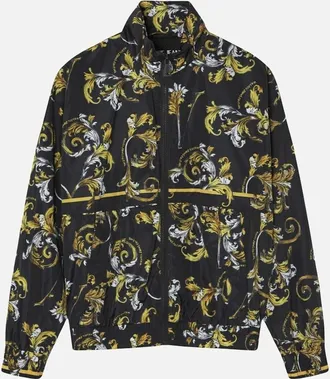 Versace Mens Baroque All Over Logo Black/Yellow Windbreaker Jacket - Size: Regular/36