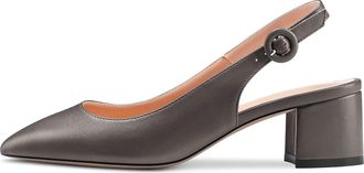 Castamere Women Chunky Block Low Heel Pointed Toe Slingback Pumps Court Shoe Slip-on Classic Dress Office 5 CM Heels Grey Matte 3 UK