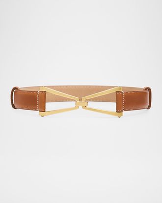 Veronica Beard V Leather Belt