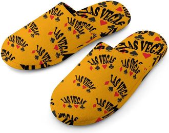 Generic Las Vegas Poker And King Mens Cotton Slippers Memory Foam Comfort House Shoes Winter Indoor Slipper for Hotel Casa Spa