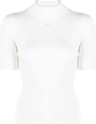 Courrèges Maglia Reedition A Maniche Corte In Maglia A Coste-Donna