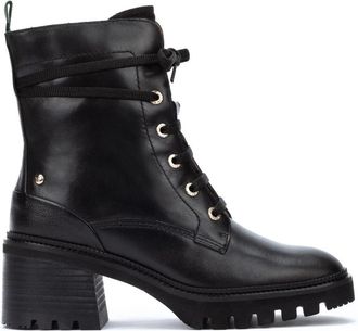 Pikolinos Valladolid Dames Enkellaars - Dames - Laarzen met Hak - Zwart - 41 EU - Leer - Schoenen