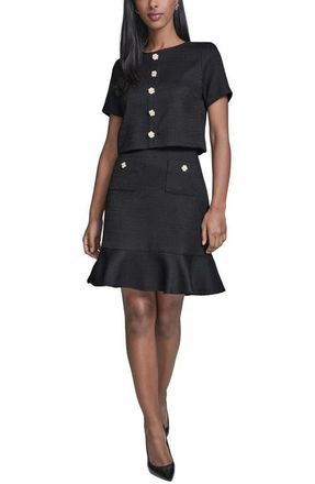 Karl Lagerfeld Ruffle Hem Popover Dress in Black at Nordstrom, Size 16