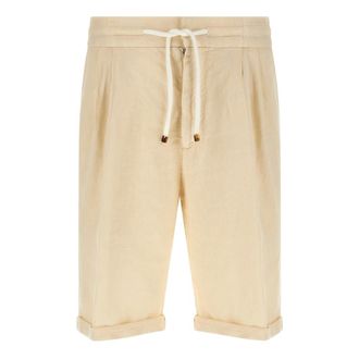 Brunello Cucinelli Brunello Cucinelli, Casual Shorts, male, Beige, Size: 2XL Gabardine Bermuda Shorts