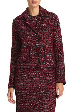 St. John Metallic Bouclette Jacket in Crimson/Black Multi at Nordstrom, Size 2