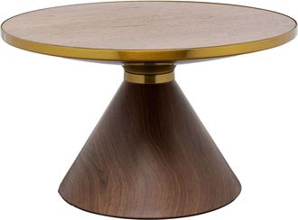 Kare Design Mesa de centro nogal &oslash;70 cm de madera bicolor marr&oacute;n y oro