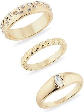 Nordstrom Rack Confetti Sparkle Set of 3 Stackable Rings in Clear- Gold at Nordstrom Rack, Size Medium/large