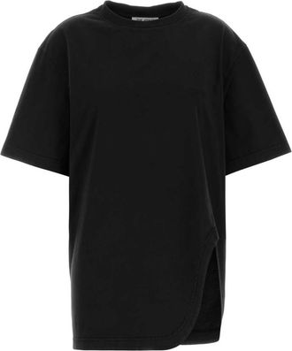 The Attico Black Crew Neck Asymmetric Cut T-Shirt