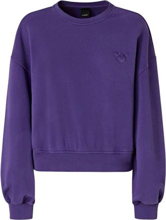 Pinko Paarse Love Birds Sweater - Dames - Sweatshirts - Paars - S - Katoen - Hoodies & sweatvesten
