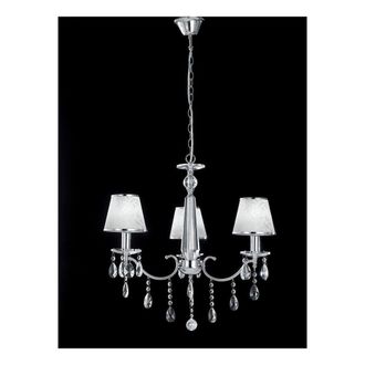 Netlighting BOEME 3 Light Chandeliers with Shades Chrome Crystals & 68cm in Grey