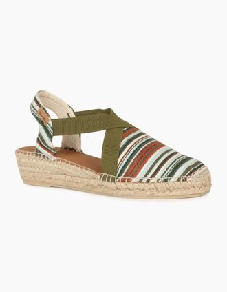 Toni Pons Womens Vinaros Womens Low Wedge Sandals - Khaki Stripe - Size: 6
