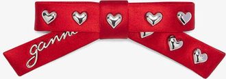 Ganni Red Eyelet Bow Barrette