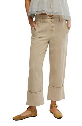 Free People Parkway Cuffed Linen & Cotton Pants in Natural Combo at Nordstrom Rack, Size 2