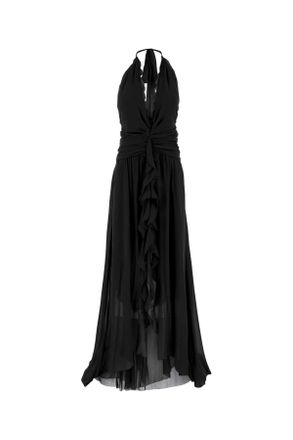 Blumarine Black Georgette Long Dress