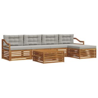 vidaXL Conjunto De Sof&aacute;s De Exterior 6 Pcs Gris Natural Y Claro Vidaxl