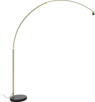 QAZQA Moderno L&aacute;mpara De Arco De Lat&oacute;n Y Base De M&aacute;rmol Negro Regulable - Xxl Acero /m&aacute;rmol Alargada Adecuado Para Led Max. 1 X 60 Watt - Qazqa