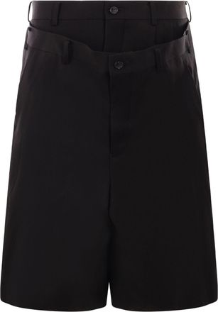 Comme Des Garçons layered tailored shorts - men - Cupro/Linen/Flax/Rayon - S - Black