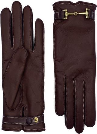 Agnelle Greco Bit Hardware Leather Gloves in Whisky at Nordstrom, Size Small