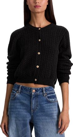 Alice & Olivia Alice + Olivia Dollie Cable Cashmere-Blend Cardigan