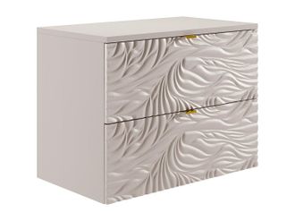 Vente-Unique Mueble bajo lavabo suspendido texturizado con estante - Beige - 80 cm - RINAREL