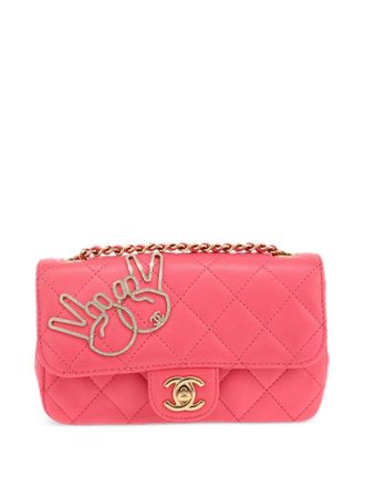 Chanel 2017 mini V For Victory Flap shoulder bag - Pink