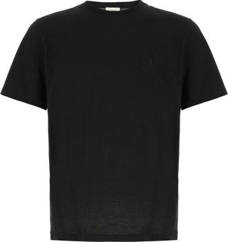 Saint Laurent Cassandre Oversized T-Shirt - Heren - T-shirts - Zwart - M - Katoen - Tops