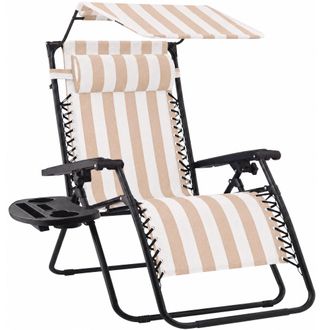 Best Choice Products Folding Zero Gravity Recliner Patio Lounge Chair w/ Canopy Shade, Headrest, Tray