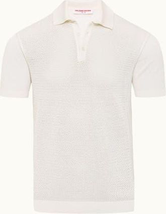 Orlebar Brown Burnham Tailored Fit Tie Stitch Knit Polo Shirt in Cloud at Nordstrom, Size Xx-Large