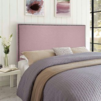 Casa Dime Pink Plush Small Single 26 inch Strutted Headboard