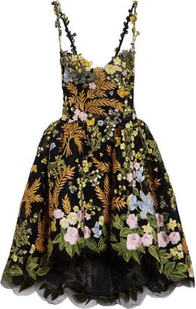 Oscar De La Renta Sleeveless Mixed Botanical Floral Lace Cocktail Dress in Floral Multi at Nordstrom, Size 8