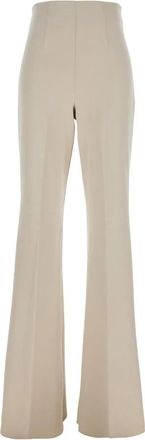 Sportmax Beige Flared Broek in Tech Stof - Dames - Wijde Broeken - Beige - L - Broeken