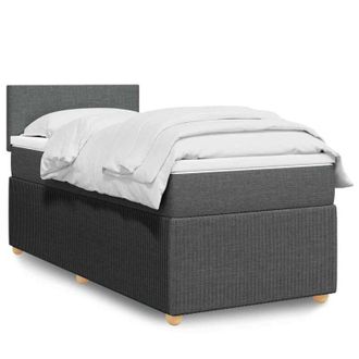 vidaXL Cama Box Spring Con Colch&oacute;n Tela Gris Oscuro 100x200 Cm